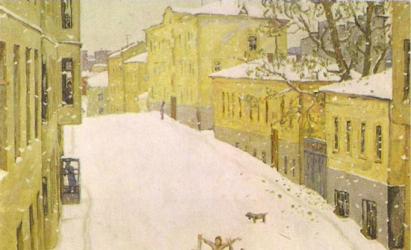 Ensayo basado en el cuadro de Popov La primera nieve, grado 7